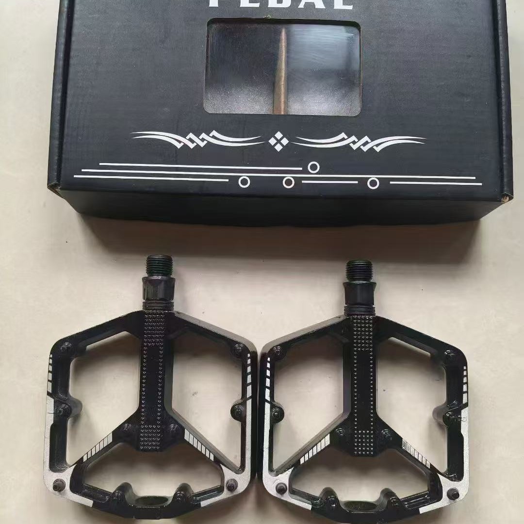 Pedal Platform Flat - Bicycle Pedals Black Silver Mountain Bike